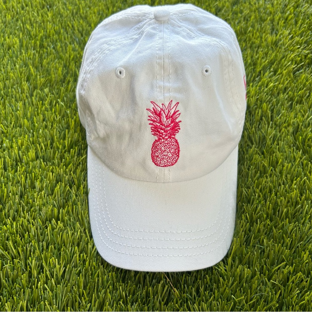 Ron Jon White Cap with Pink Pineapple Design